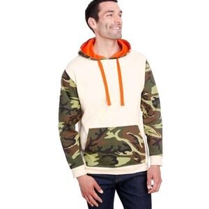 Volkswagon Code V Hoodie Sweatshirt Mens L Beige Green Camo Sleeves Fleece